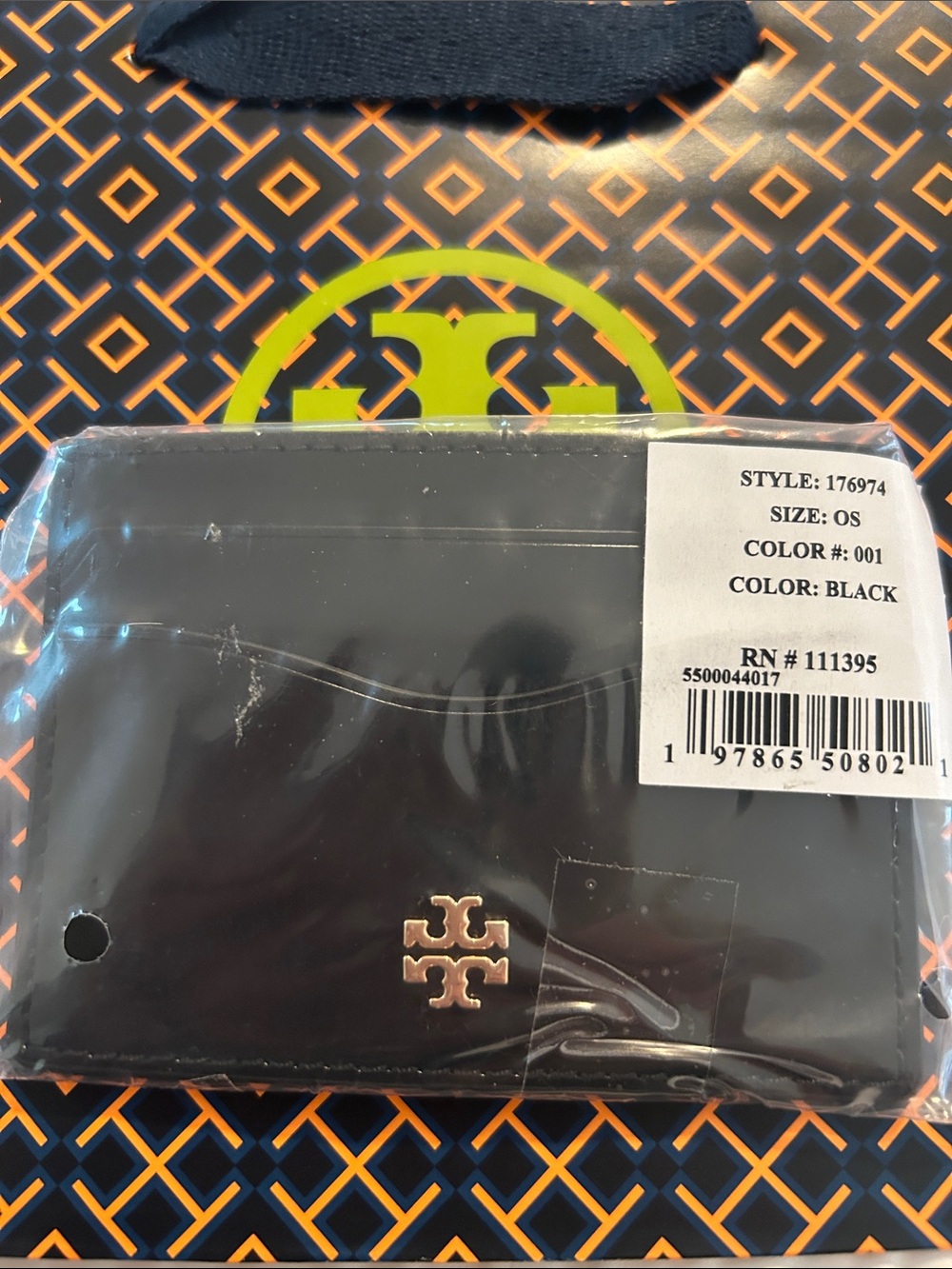 Tory Burch Black Card Holder with Gold Logo BNWT